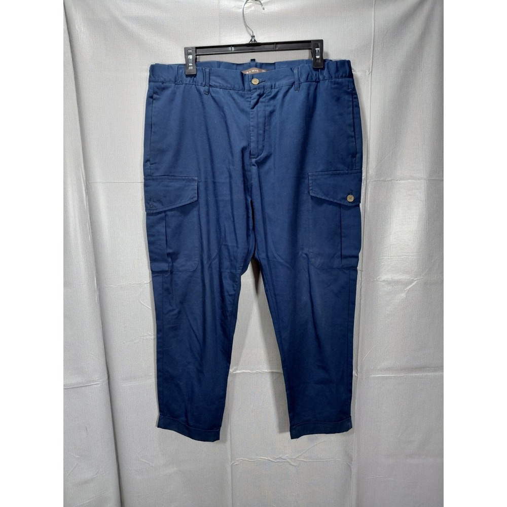 Zara Man Chino Ankle Pants Cargo Crop Sz 34 Blue